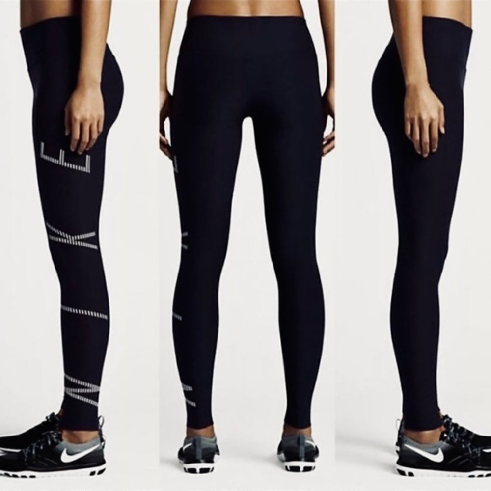 NIKE NWT Power Legendary NIKE Graphic Black Work Out Leggings / Yoga Pants - Med - Picture 14 of 14